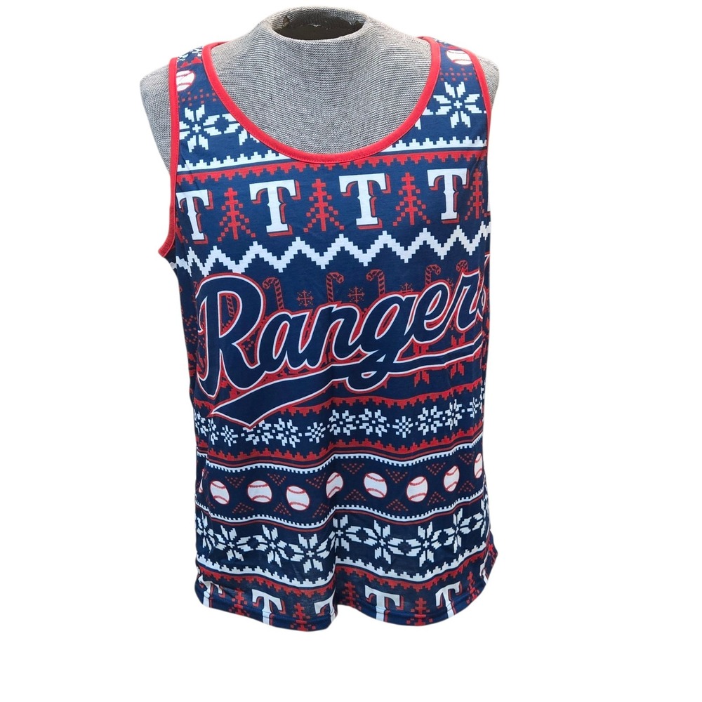 Texas Rangers Christmas Tank Top Lounge‎ Wear MLB Baseball Adult M Brand New